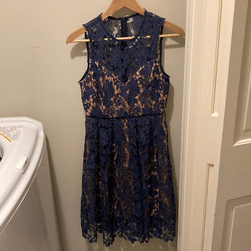 Deep blue lined dress - bought at Anthro